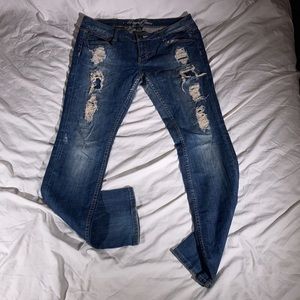 Request Jeans Women’s Distressed and Studded Straight Leg Western Trail Ride